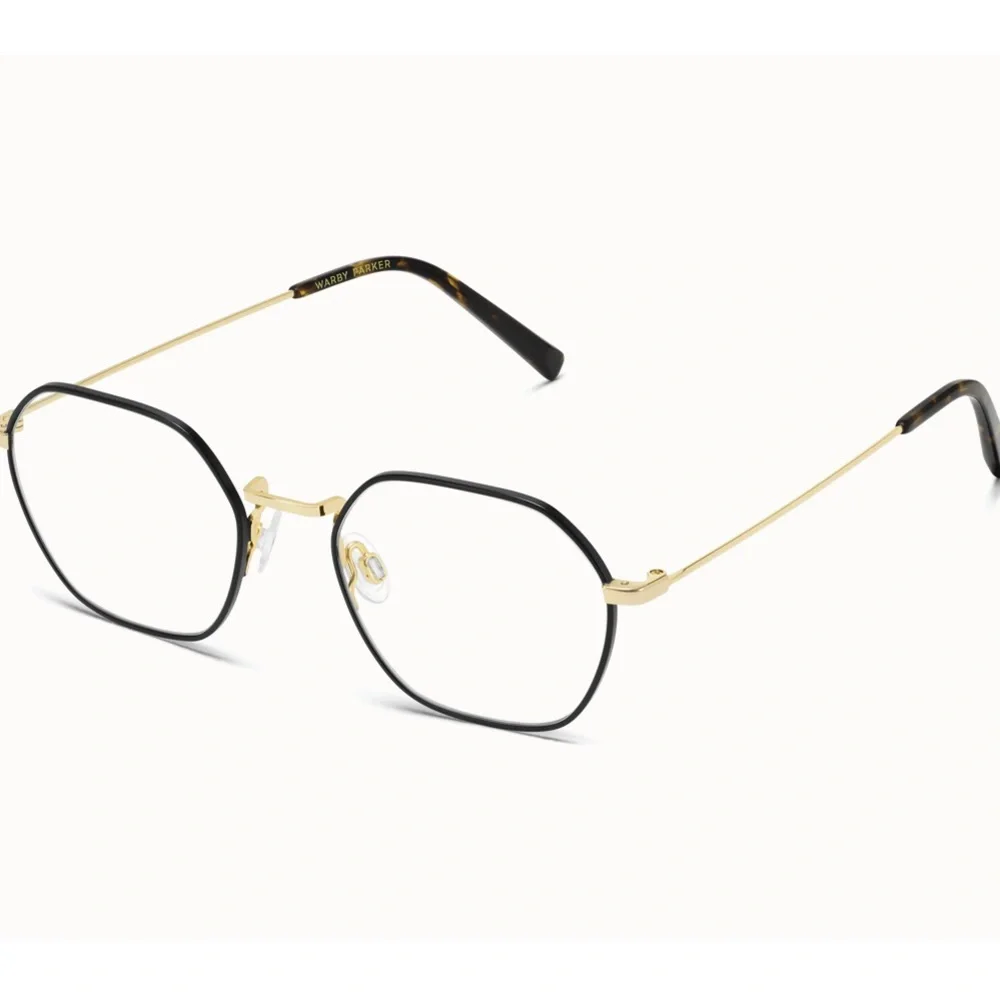 Warby Parker Keiko Black and Gold Geometric Metal Glasses